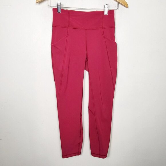 Lululemon Ruby Red Time To Sweat Crop Leggings. Size 4 - Picture 2 of 5